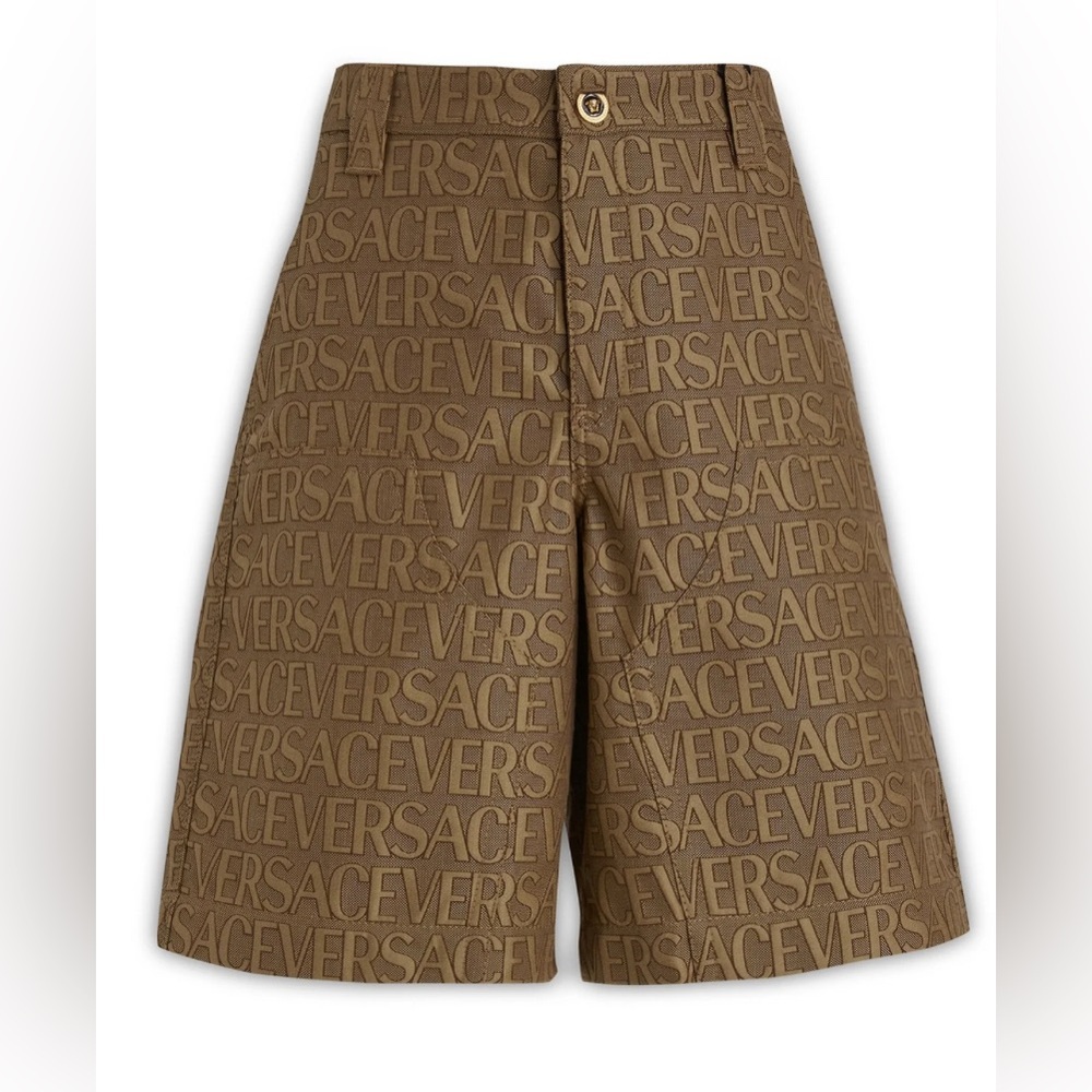 Versace Allover-Jacquard High-Waist Bermuda Shorts